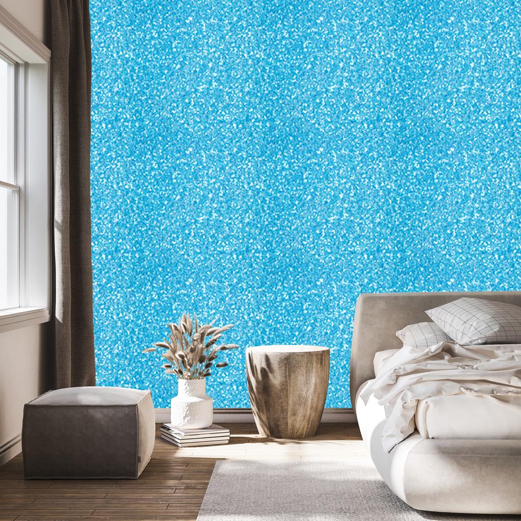 Turquoise and celadon glitter wallpaper for living room and bedroom 50x1000
