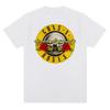 Gun and Rose Pattern Printed Tshirt Retro Rock Band Streetwear Summer Printed Pure Cotton Harajuku Retro Shortsleeved