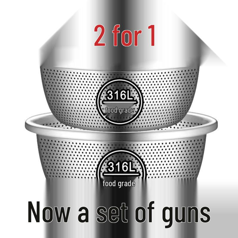 Food-Grade Stainless Steel Mesh Drain Basin for Washing Vegetables and Rice