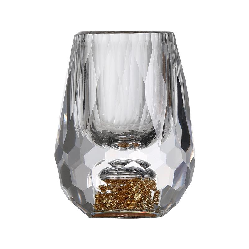 2/6pcs Luxurious Crystal Golden Mountain Shot Glass, Exquisite Handcrafted Spirits Glasses for Whiskey, Vodka & Home Bar Decor