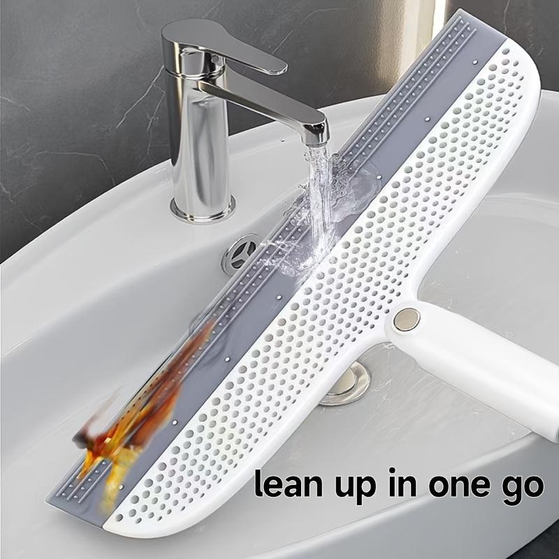 Rubber Floor Broom, Household Rubber Scraper with TRP Soft Silicone Blade for Bathroom Tiles, Garage Concrete, Shower Glass, and Window Cleaning