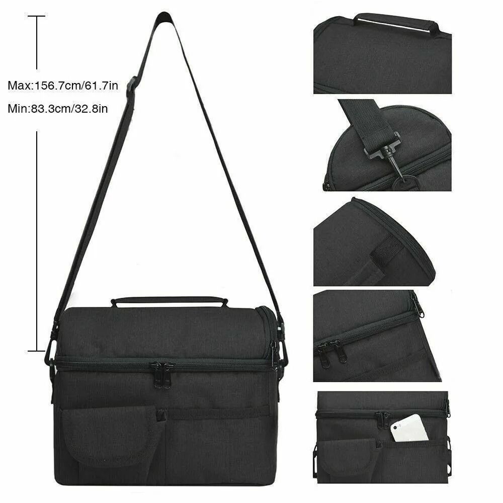 New Dual Durable Compartment Insulated Lunch Box Large Capacity Leak-proof Cooler Bag Multifunctional Lunch Tote Men Women
