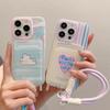Korean Style Card Bag Suitable for IPhone15pro Cartoon Mobile Phone Case Apple 16 Lanyard 13 Mobile Phone Love Protection Case