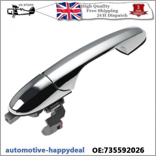 NEW For Fiat 500 Near Side Passenger Side Chrome Outer Door Handle 735592026 UK