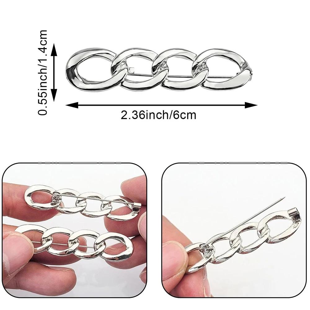 Elegante Kette Brosche Revers Anstecknadel Damen Hosen Taille Straffung Knopf Kleiderclip für Weite Hosen Röcke Ärmel Pullover