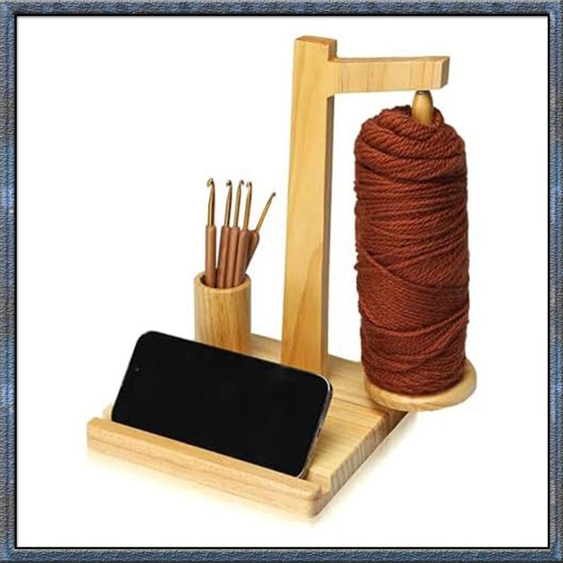 Aug. Wooden Yarn Holder Phone Stand, Wooden Yarn Holder With Phone Stand, Magnetic Wooden Yarn Spool Rack