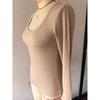 Top da Donna a Coste con Scollo Quadrato, Maglietta Base a Manica Lunga Slim Fit per Autunno Inverno Primavera, Crop Top Casual