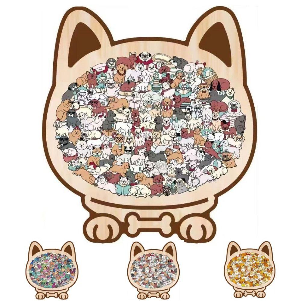 Animal Shape Dog Shaped Puzzle Thinking Training Children's Puzzle Puppies Wooden Puzzle Kids Toy