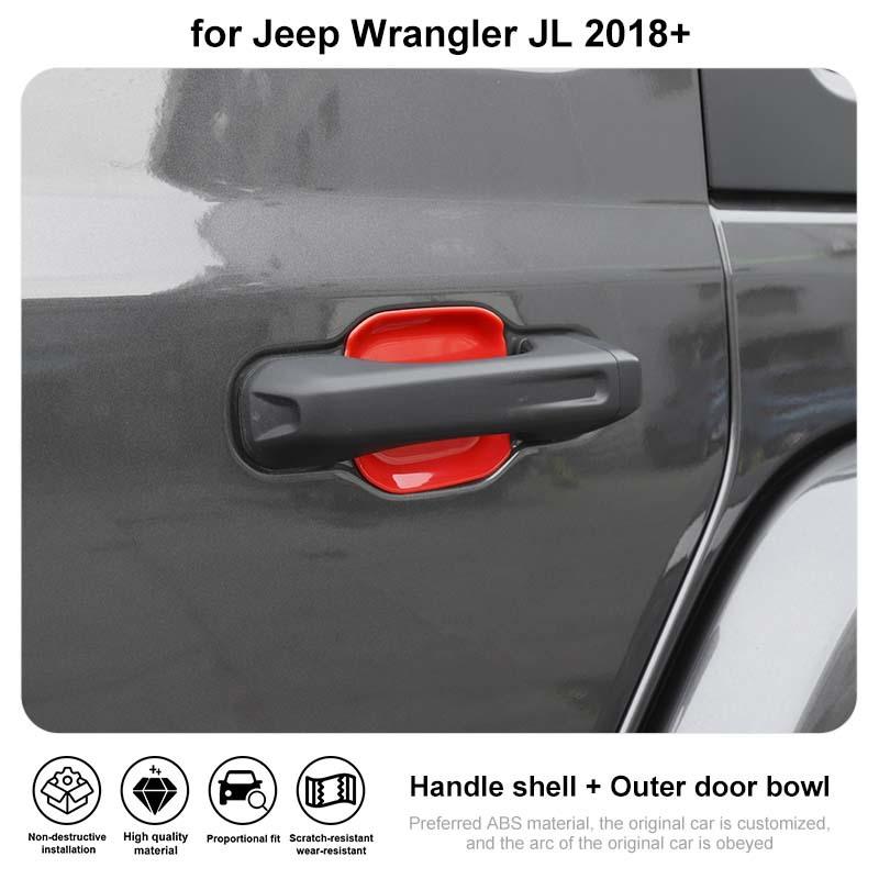 ABS obudowa klamki samochodowej naklejka zewnętrzna dekoracja miski pokrywa dla Jeep Wrangler JL 2018 Up wersja 4-drzwiowa akcesoria zewnętrzne