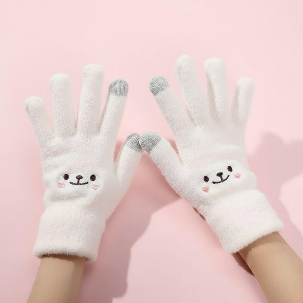 Warm Gloves, Plush Gloves, Split Finger Gloves, Thickened, Cold Resistant Gloves, Cycling, Touch Screen, Knitted, Warm Gloves