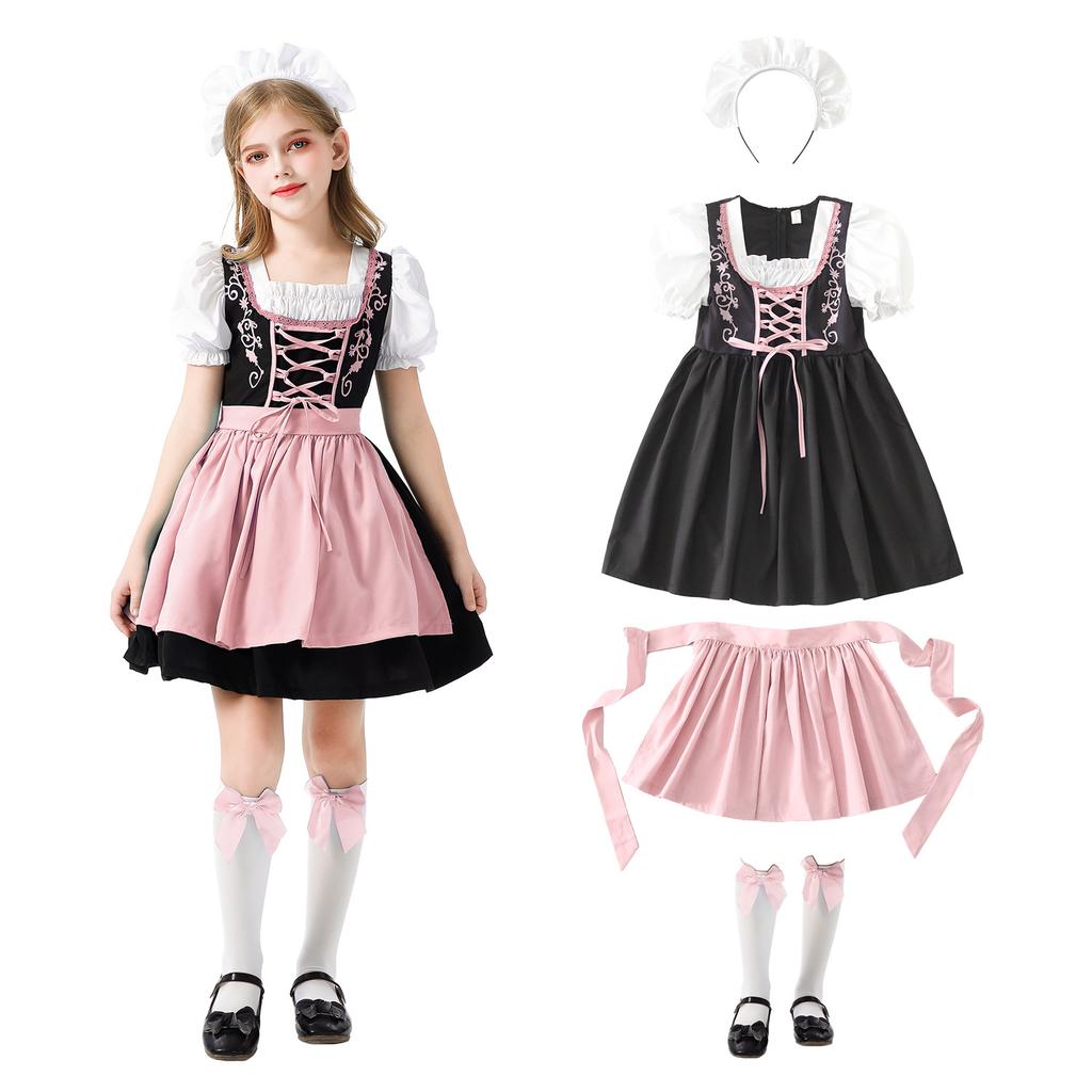 Halloween Bavaria Children's Costume Germany Munich Oktoberfest Maid Dress Girl Dirndl Dress