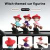 Witch Broomstick Dashboard Drift Ornaments Motion Activated Fun Drift Turn Car Dashboard Decor Mini Dynamic Interactive Automobile Interior Accessory