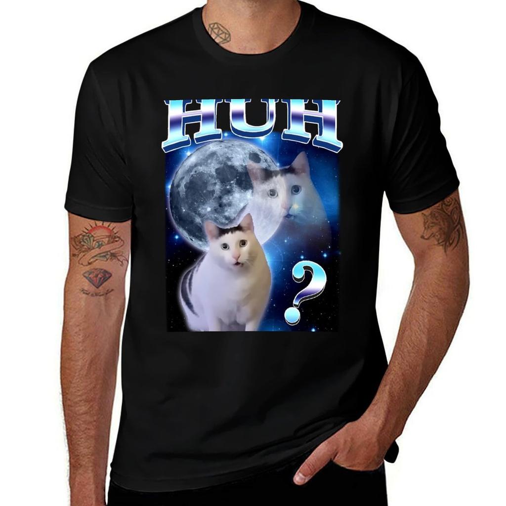 Huh Cat Funny Dank Meme Moon Tshirt T Shirts For Man Pack Cotton Tshirt