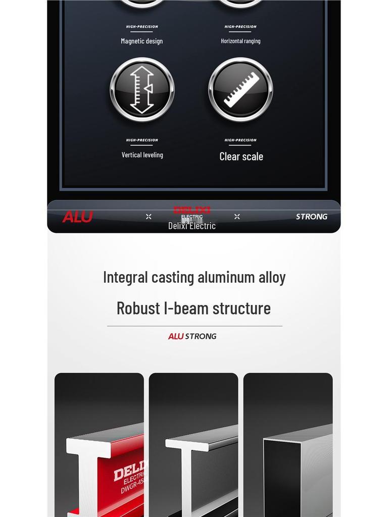 Delixi High Precision Aluminum Spirit Level with Magnet, Small Digital Display Magnetic Ruler