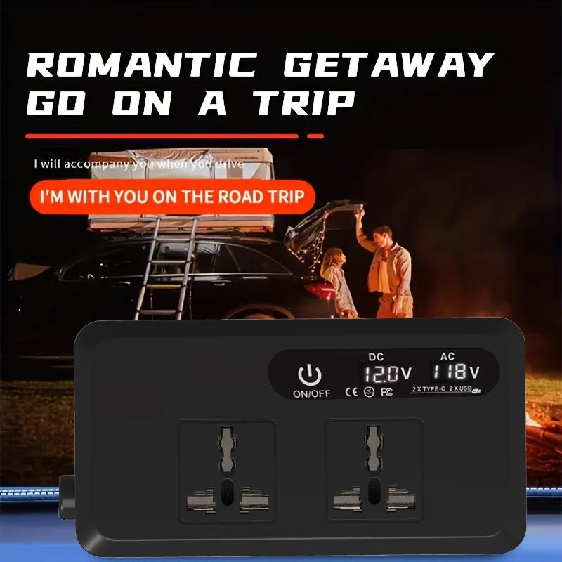 200W Car Inverter DC 12V To AC 220V 230V Transformer Convert Type-C USB Fast Charging EU Socket Car Inverter Power Adapter