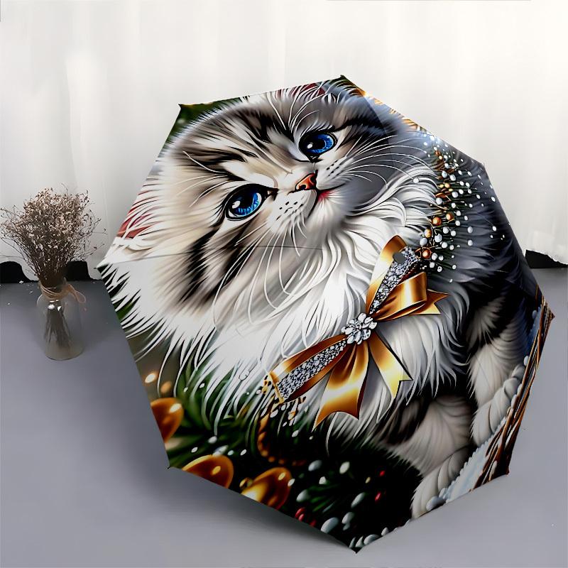 1pc Cat, Winter Umbrella with 8 Iron Ribs and a Plastic Handle, Automatic Opening and Closing,,and Daily Use.1080