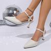 Fashion One-line Strap Stiletto Sandals Autumn New Pointed Toe Shallow Mouth Non-slip Wear-resistant Wrapped Head High Heels