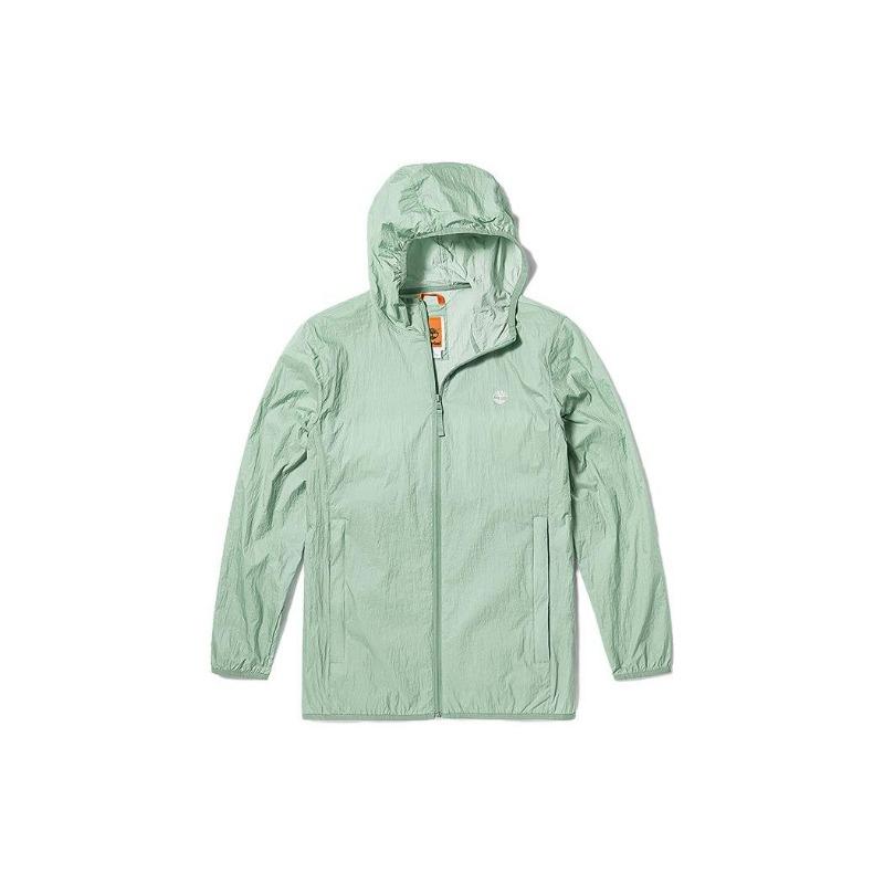 Timberland Solid Lightweight Packable Hooded Breathable Waterproof UV Protection Jacket Unisex Jacket Frost-Green A5PX6-Q43
