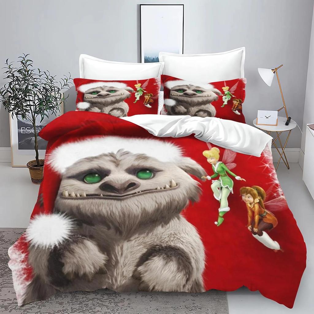 Cartoon Tinker Bell Duvet Cover Pillowcase Monster Bedding Set Boy Girl Bedroom Decoration Children Single Double Size