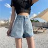 Women's Summer New Slim Jeans for Women with High Waist Loose and Versatile Student Wide-leg Shorts