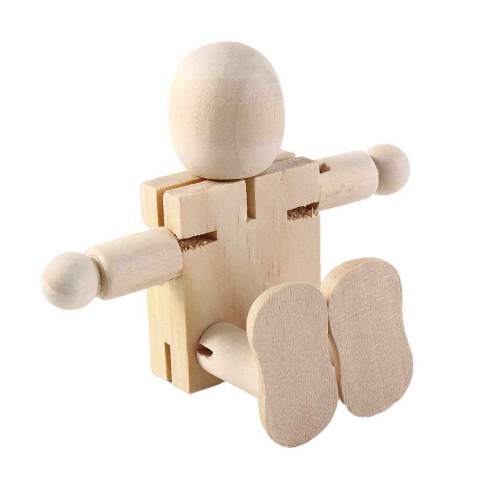 Wooden DIY White Blank Wooden Robot Doll Handicraft Toy Handicraft Toy  Toddlers Child