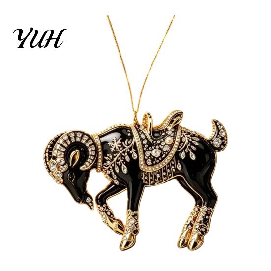 Decorative Baubles for Office Decor Black Goat Christmas Tree Hanging Ornament, 2D Acrylic Festive Reusable Holiday Ornaments Parties Pendant,