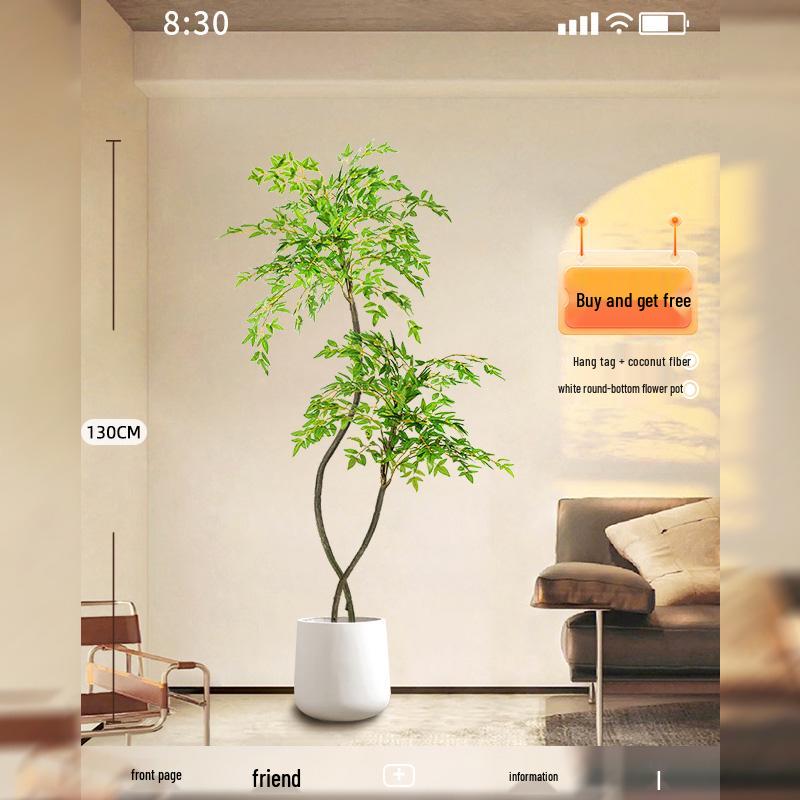 Nandina Luxus Kunstbaum - Dekorative Bionische Grüne Pflanze für Innenräume mit Seidenblumen für die Wohnzimmer-Landschaftsgestaltung.