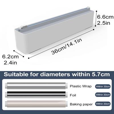 Leeseph Magnetic Plastic Wrap Dispenser with Slide Cutter, Wax Paper/Tin/Aluminum Foil Plastic Wrap Organizer, Kitchen Tools