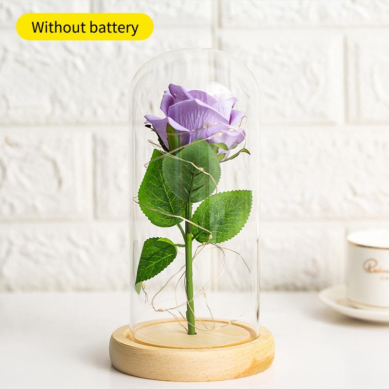 Wedding Birthday Valentine Day Present Eternal Rose Flower Vivid Luminous Ornament For Women Mom Girlfriend Wife Household Decoration