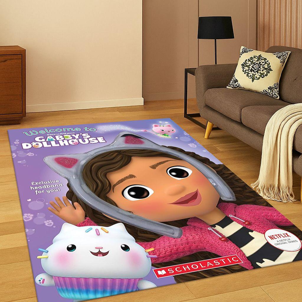 Roztomilý Gabbyin domeček pro panenky Kreslená holčička Koberec Kobereček do ložnice Obývacího pokoje Pohovky Rohožka Domácí dekorace, Kobereček pro dětskou herní zónu Protiskluzový Dárek
