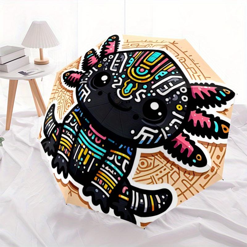 

1pc Colorful Aztec Inspired Lizard Automatic 3-Fold Umbrella Design, Cute Cartoon Pattern, Portable Outdoor Umbrella, Perfect, Holiday Gift for fans.Z