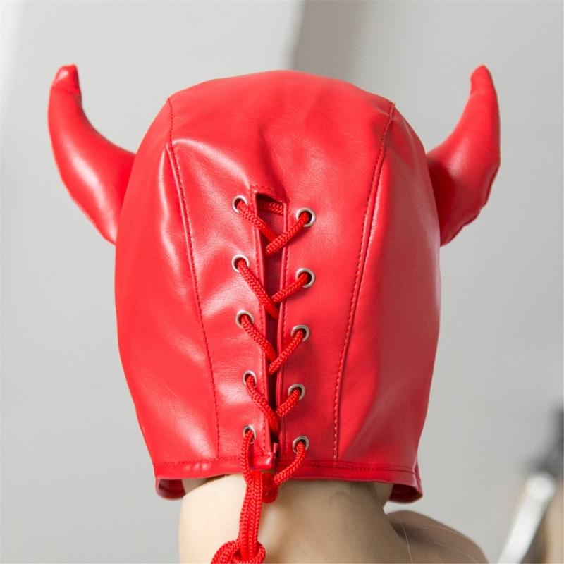 Kaptur PU Czarny Pokrowiec na Głowę Maska do Odgrywania Ról Nieznana Tajemnica Flirtująca Zabawa