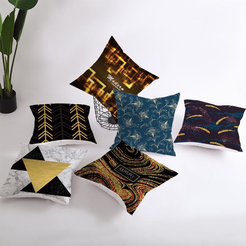 Home Products New Black Geometric Sofa Pillow Cushion Cover Digital Printing Office Cushion Cover