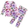 Dziewczęce K-POP Rumi Mira Zoey Nadruk Długi Rękaw T-Shirt Top Spodnie Pajama Zestawy do Spania