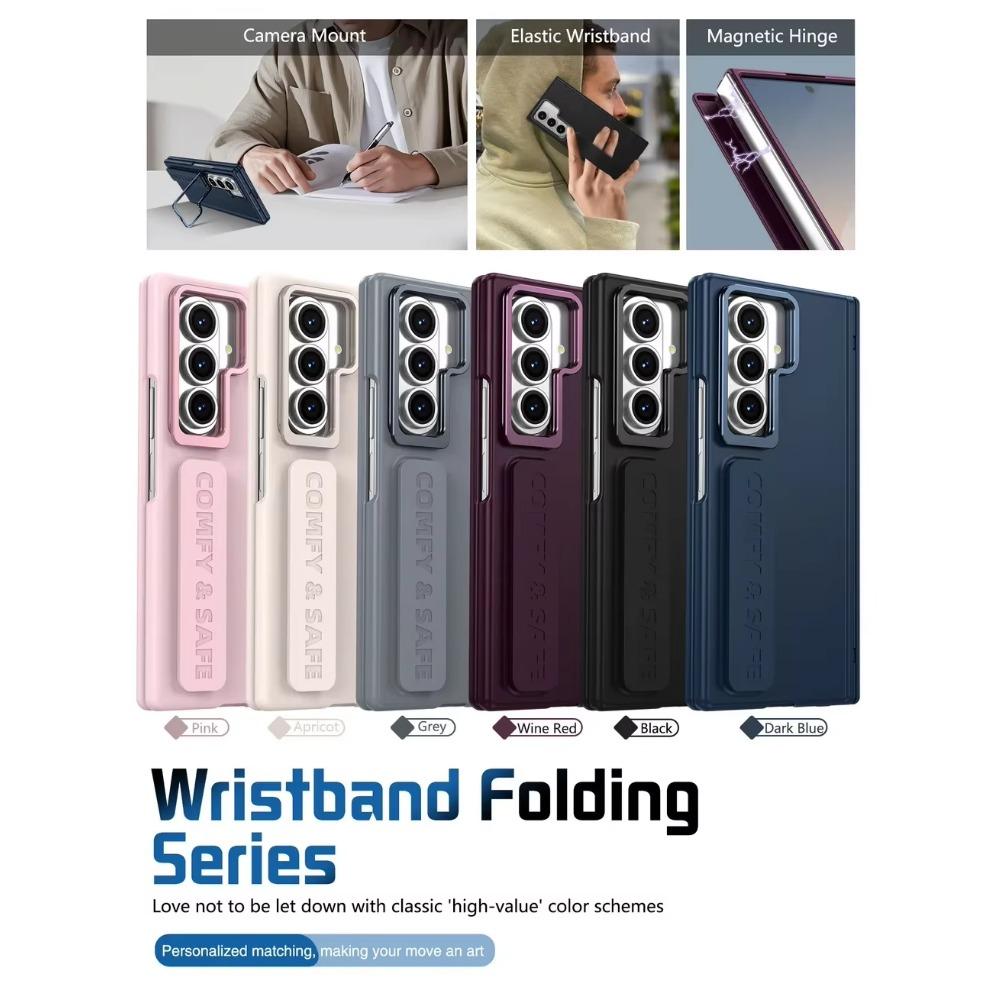 Busine Sle Multifunctional Lens Holder with Wristband Tempered Glass Film Case for Samsung Galaxy Z Fold 7 6 5 4 3 Protect Cover