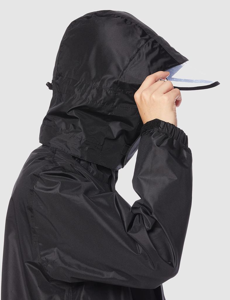 Kvėpuojantis neperšlampamas lietaus vandens slėgio atsparumas geras besisukantis valcuojantis lietus M [Dokumentas] kostiumas, 10 000 mm, matomumas, gobtuvas, kostiumas, juodas,