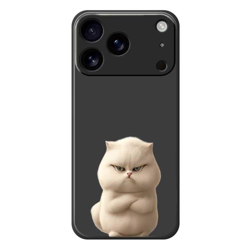 For iPhone 17 Pro Case Angry Cat Pattern Printing Straight Edge TPU Phone Back Cover