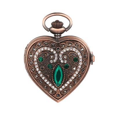JEWELRYWE Pocket Retro Antique Heart Pendant Analog Pocket Pendant Compatible with Men and Coming of Age Christmas Present Watch, Style, Necklace,