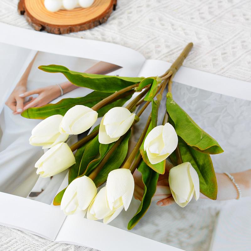 Tulip Simulation Flower Ome Living Room Offee Table Decoration Floral Arrangement Flower Tulip Bundle Garden Greening Project 3 bundles