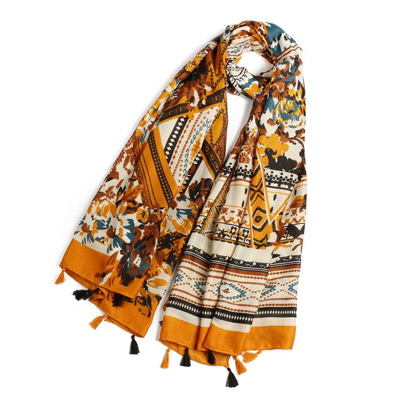 Women S Thin Ethnic Style Summer Beach Sunscreen Scarf For Travel