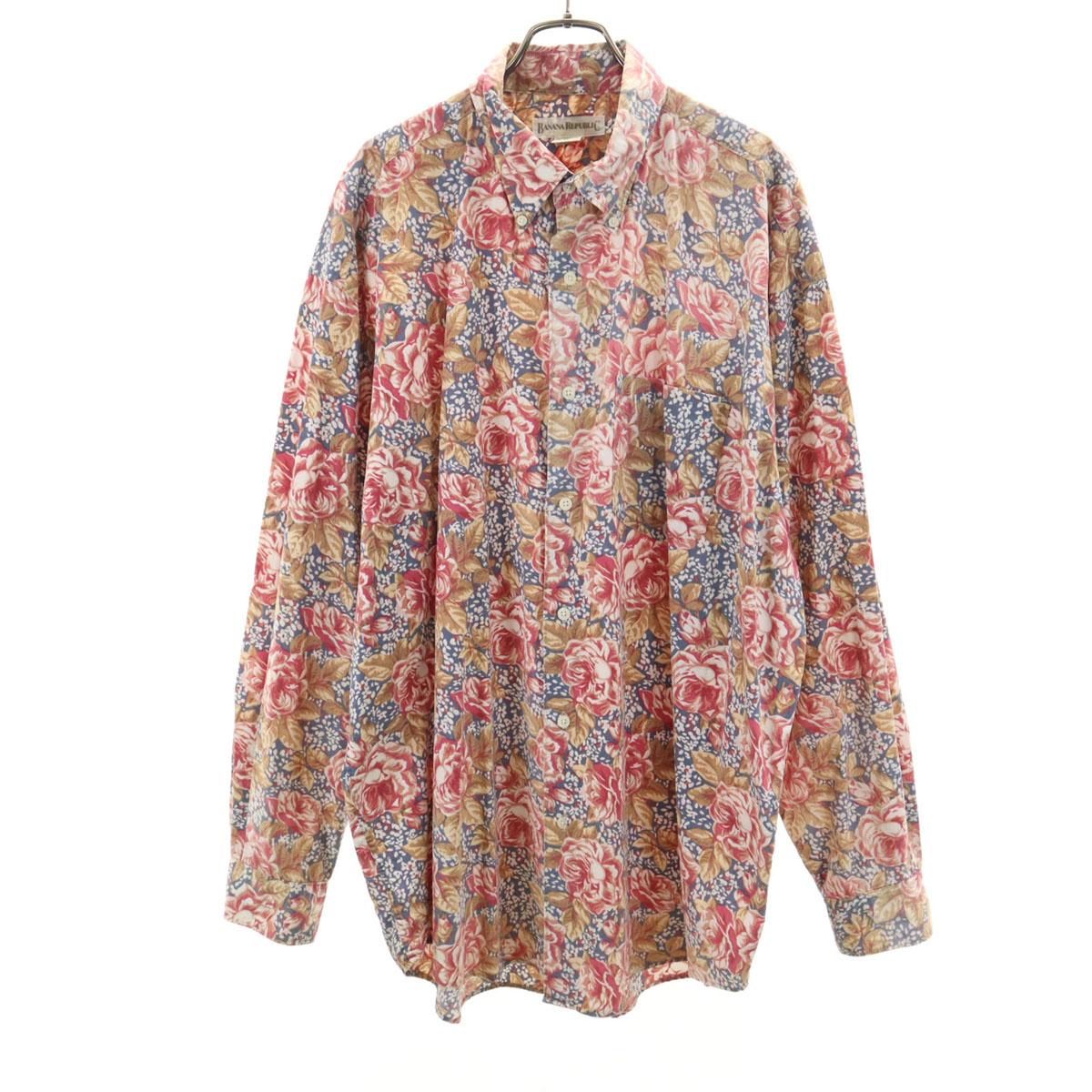 

Banana Republic 80s 90s Old Overall handle Long sleeve Hawaiian Button down shirt Men s Used