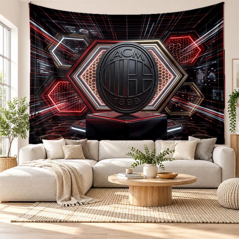 Tapestry AC Milan, Miękka tkanina do zawieszenia na ścianie, Dekoracyjne tło do sypialni, Sztuka ścienna do domu