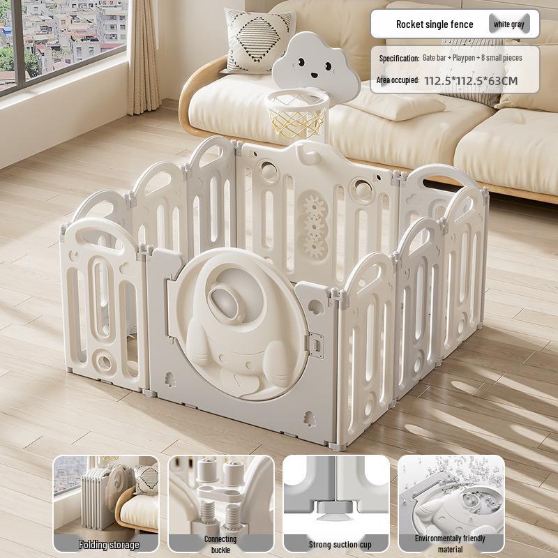 Stackable Baby Basketball Play Fence with Crawling Mat - Indoor Child Safety Solution for Living Room