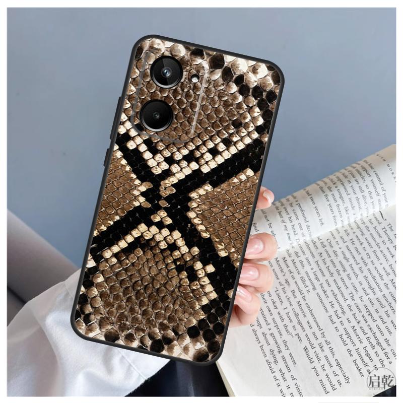 Snake Skin Case For Realme C55 C67 C53 C51 C35 C33 C31 C30 C25s C21Y GT Neo 5 GT5 9 10 11 12 Pro Plus