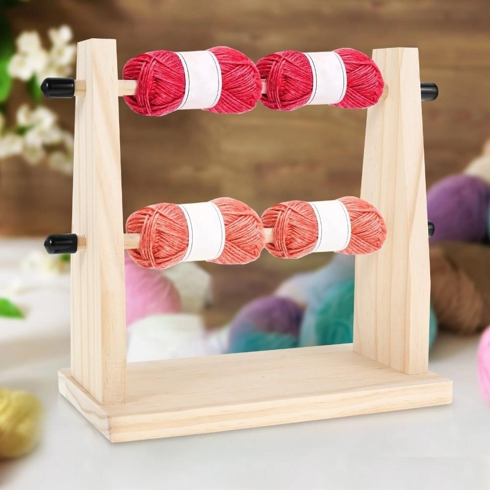 Double Layer Wool Storage Rack Vertical Rotating Yarn Spool Organizer Wooden Yarn Holder  Sewing