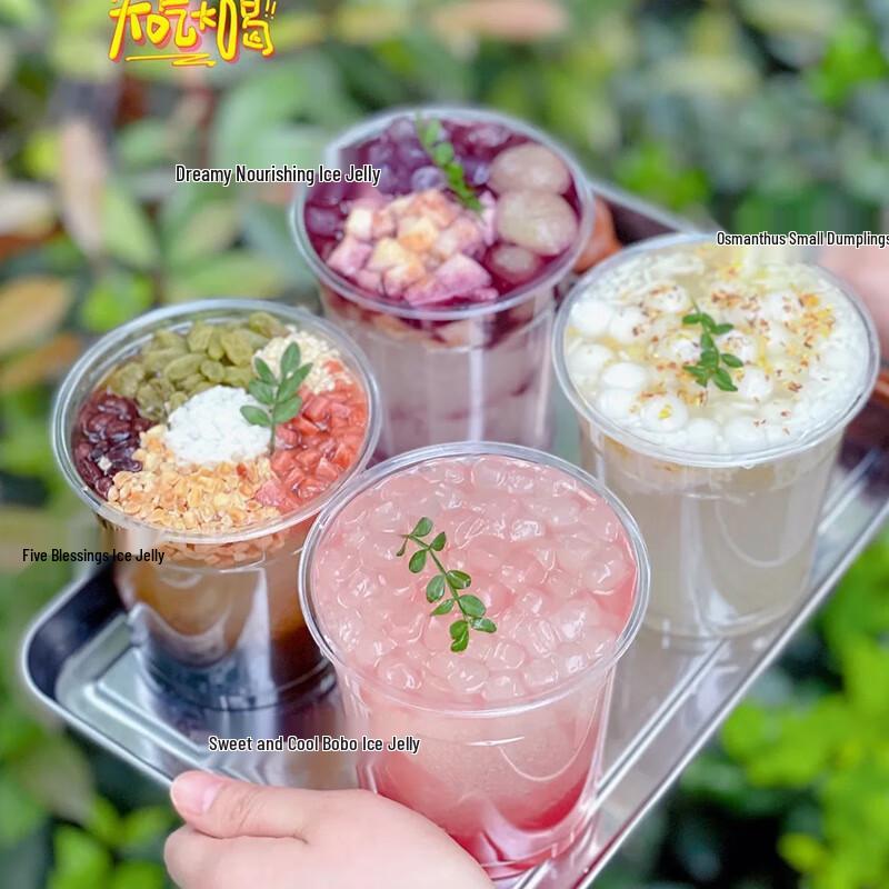 500ml Disposable PET Cold Drink Cups with Lids, 50-Pack