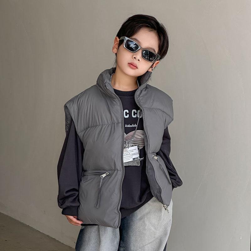 

Осенне-зимний детский пуховый жилет из хлопка для мальчиков и девочек, новая детская одежда, верхняя одежда для больших детей, жилет 160cm серый