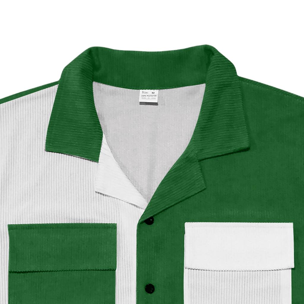 Men's Solid Color Classic Loose Linen Carburean Stand-up Collar Short-sleeved Sporty Casual Shirt Top