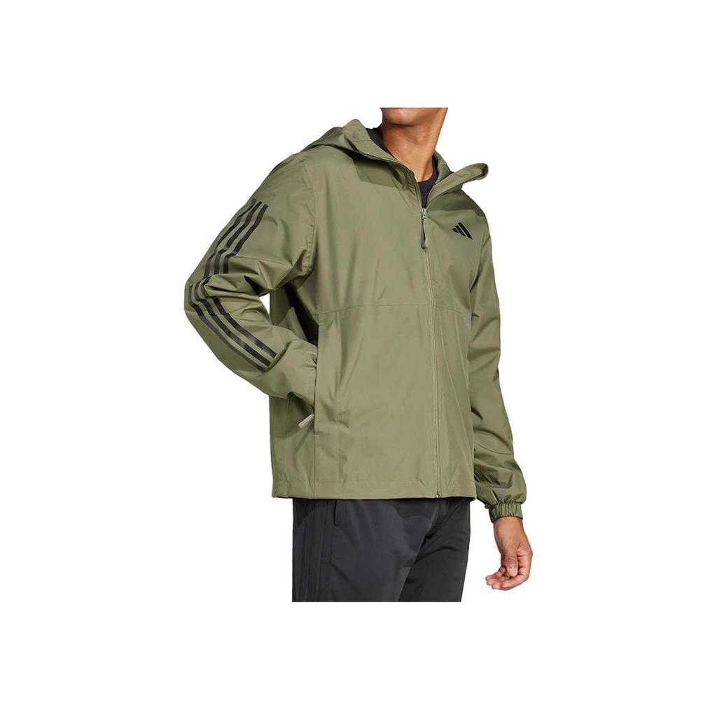 adidas Ess 3S R.R Giacca a Righe Sport Fitness con Cappuccio Manica Lunga Giacca Uomo Verde JD1044