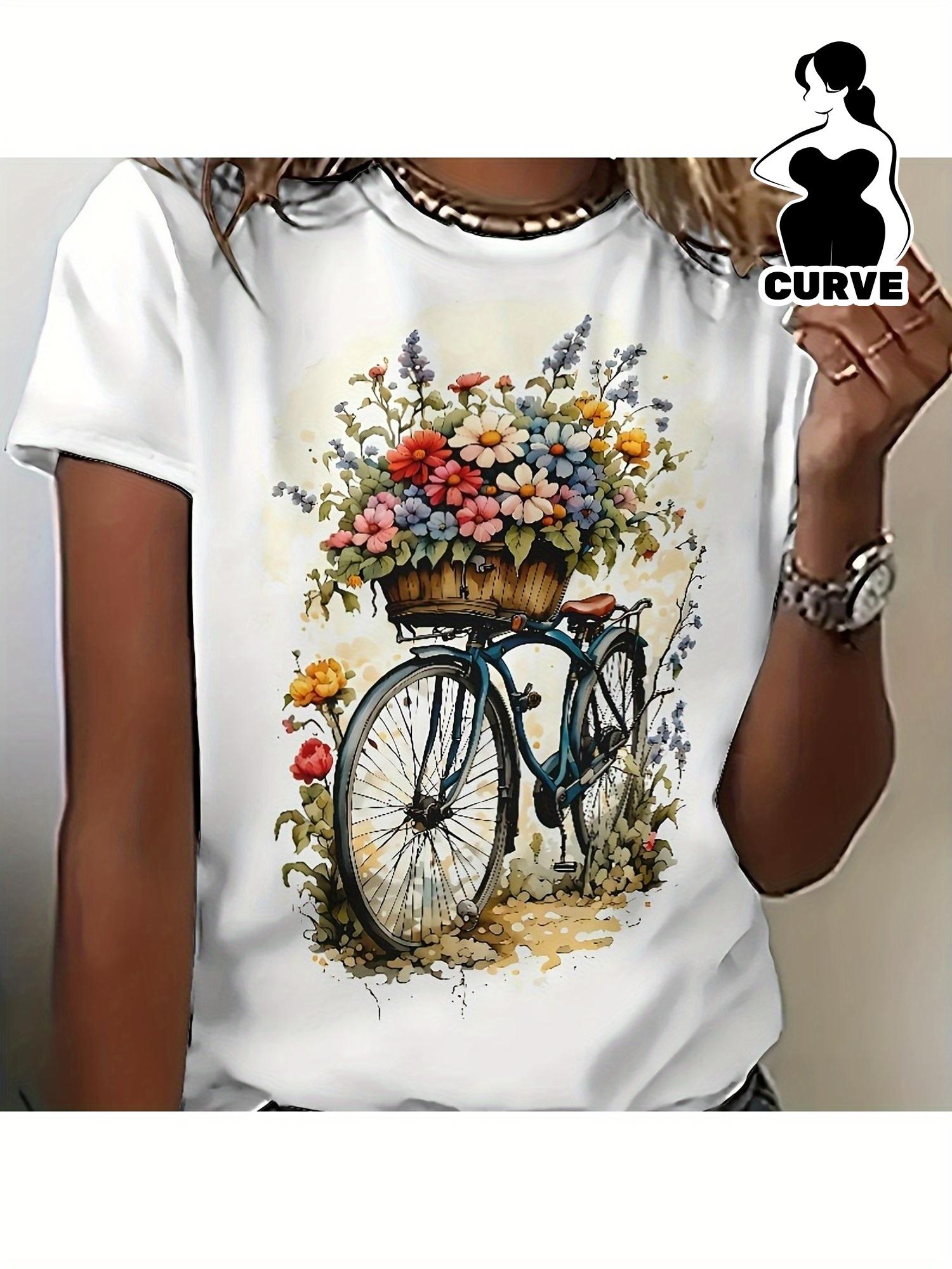 Vintage Bicycle Floral Bouquet T-shirt S
